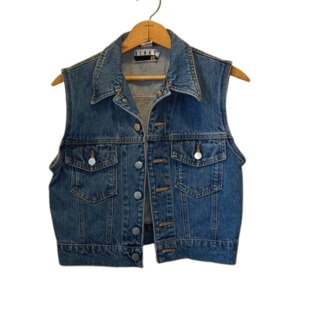 Kenar Etc Women's Size S Button Front Made in USA Sleeveless Denim Vest